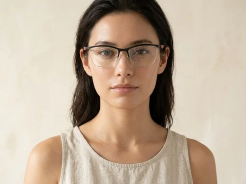 Semi-rimless Black Ultem Glasses #BS2519-0100