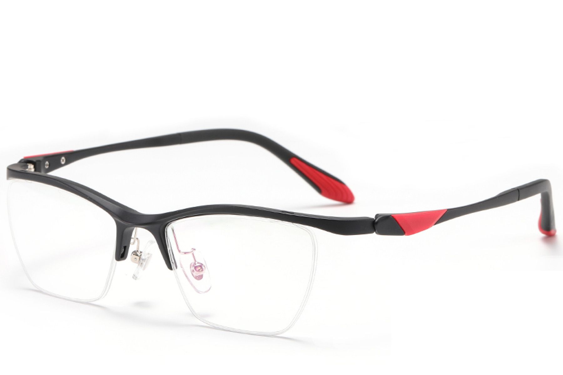 Semi-rimless Black Ultem Glasses #BS2519-0100