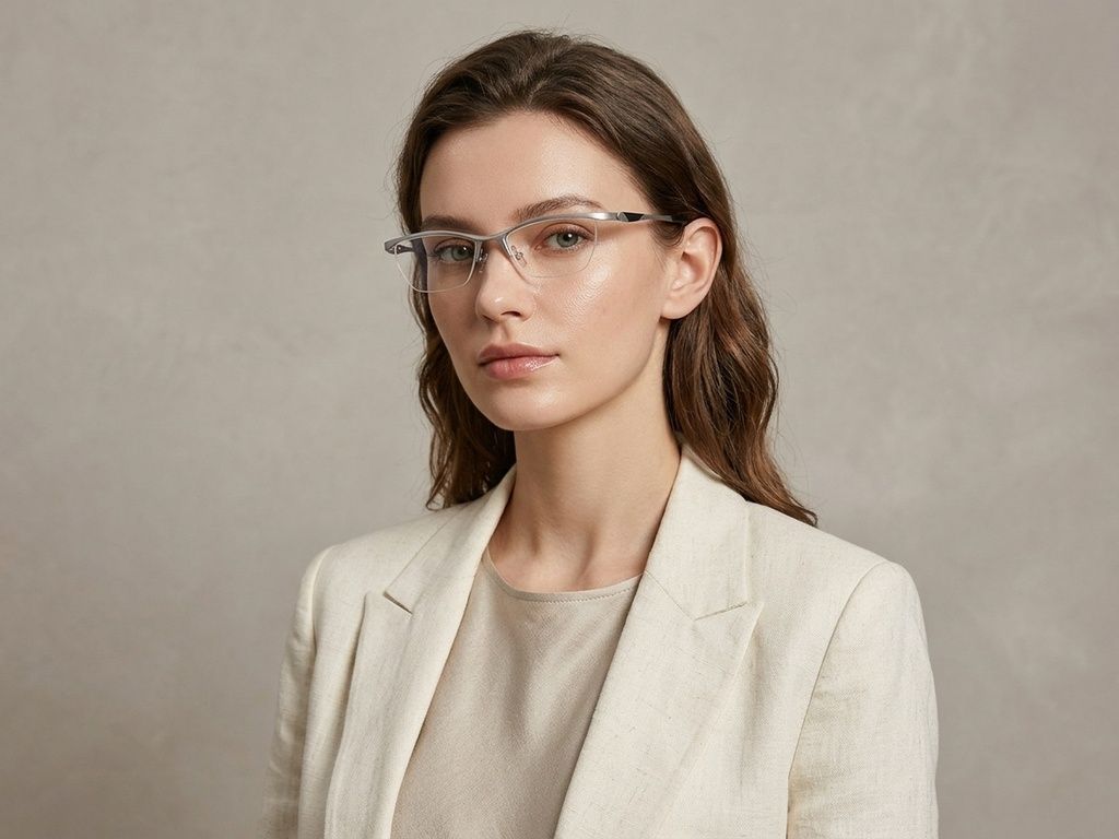 Semi-rimless Silver Ultem Glasses #BS2519-0103