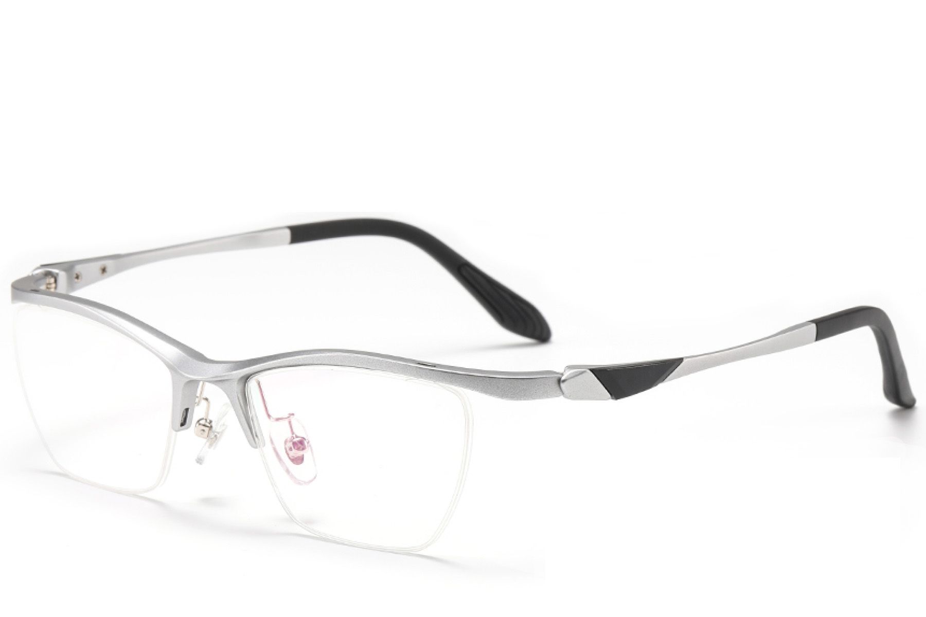 Semi-rimless Silver Ultem Glasses #BS2519-0103