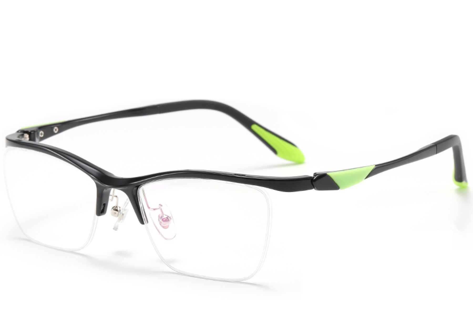 Semi-rimless Black Ultem Glasses #BS2519-0105