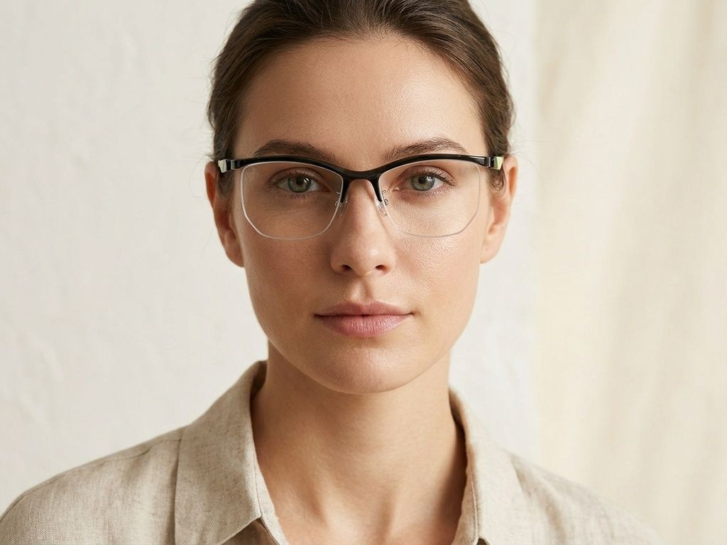 Semi-rimless Black Ultem Glasses #BS2519-0111