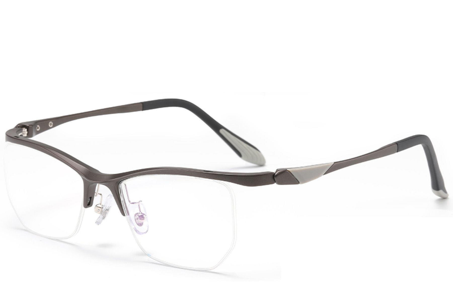 Semi-rimless Grey Ultem Glasses #BS2519-0113