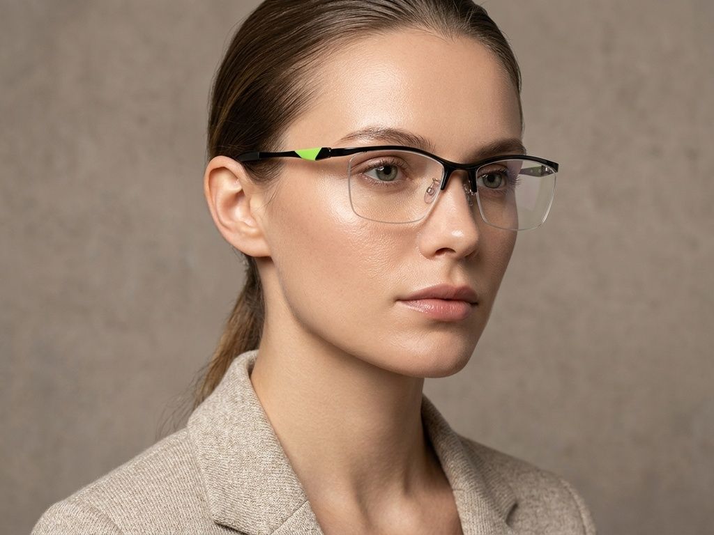 Semi-rimless Black Ultem Glasses #BS2519-0117