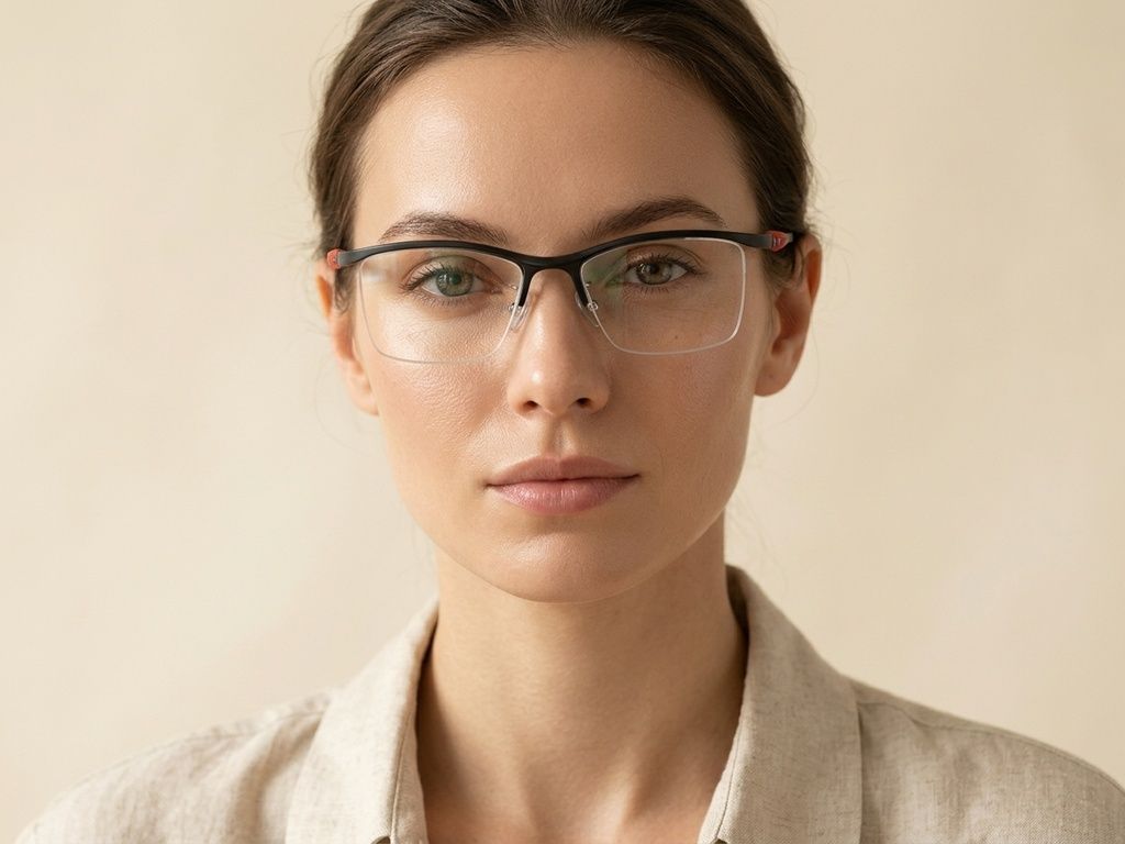 Semi-rimless Black Ultem Glasses #BS2519-0118