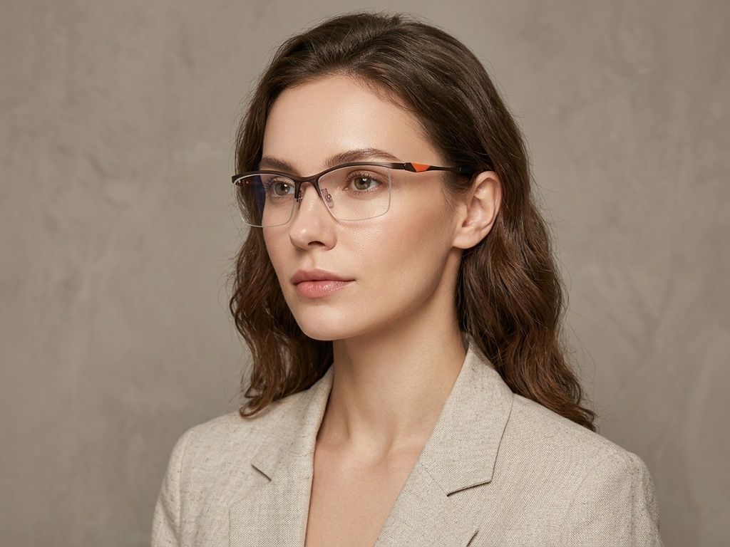 Semi-rimless Brown Ultem Glasses #BS2519-0122