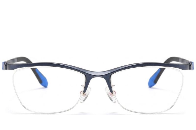 Semi-rimless Blue Ultem Glasses #BS2519-0126