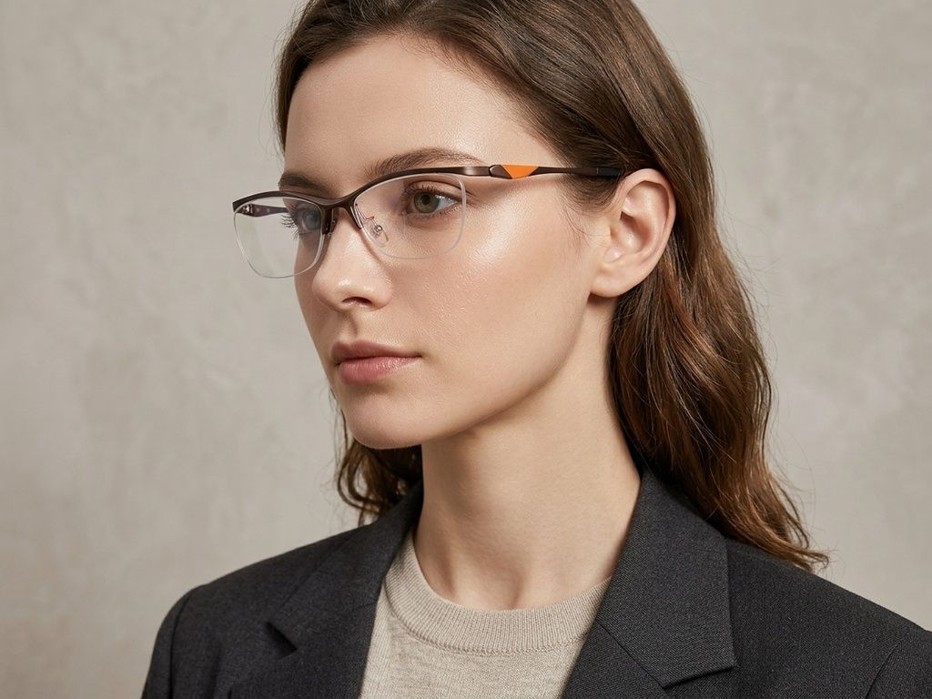 Halbrandlose braune Ultem-Brille #BS2519-0128