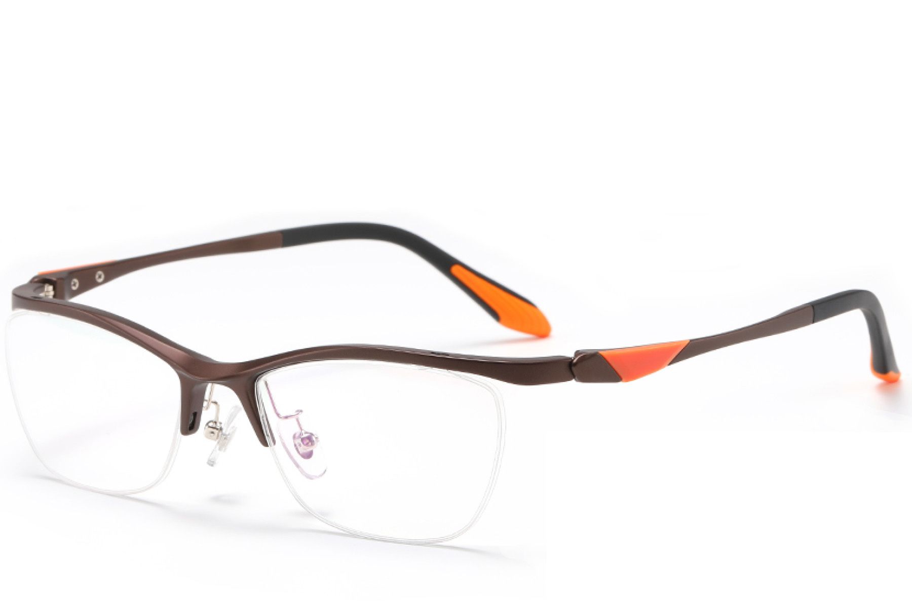 Semi-rimless Brown Ultem Glasses #BS2519-0128