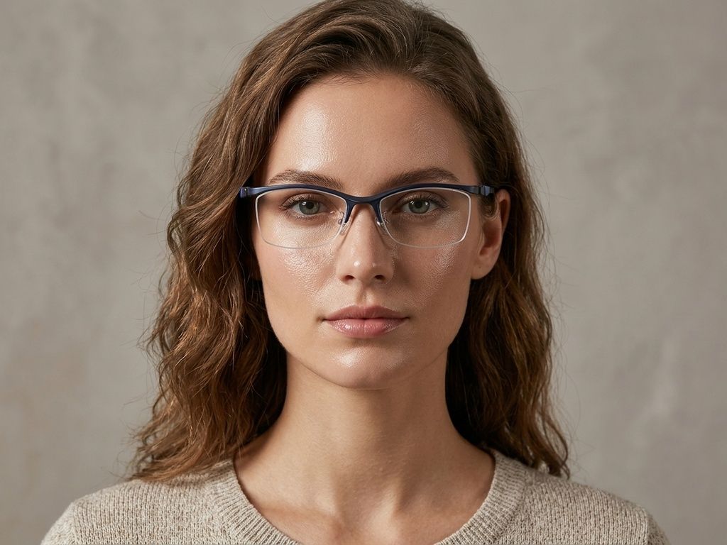 Halbrandlose blaue Ultem-Brille #BS2519-0132