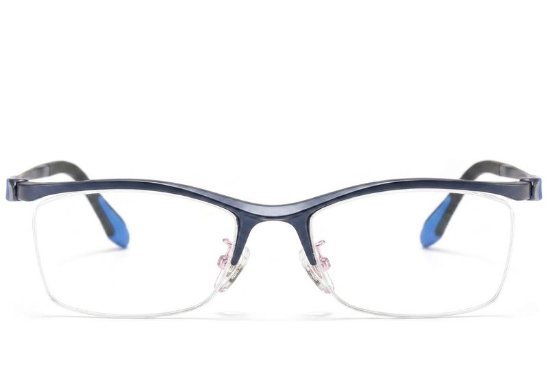 Semi-rimless Blue Ultem Glasses #BS2519-0132