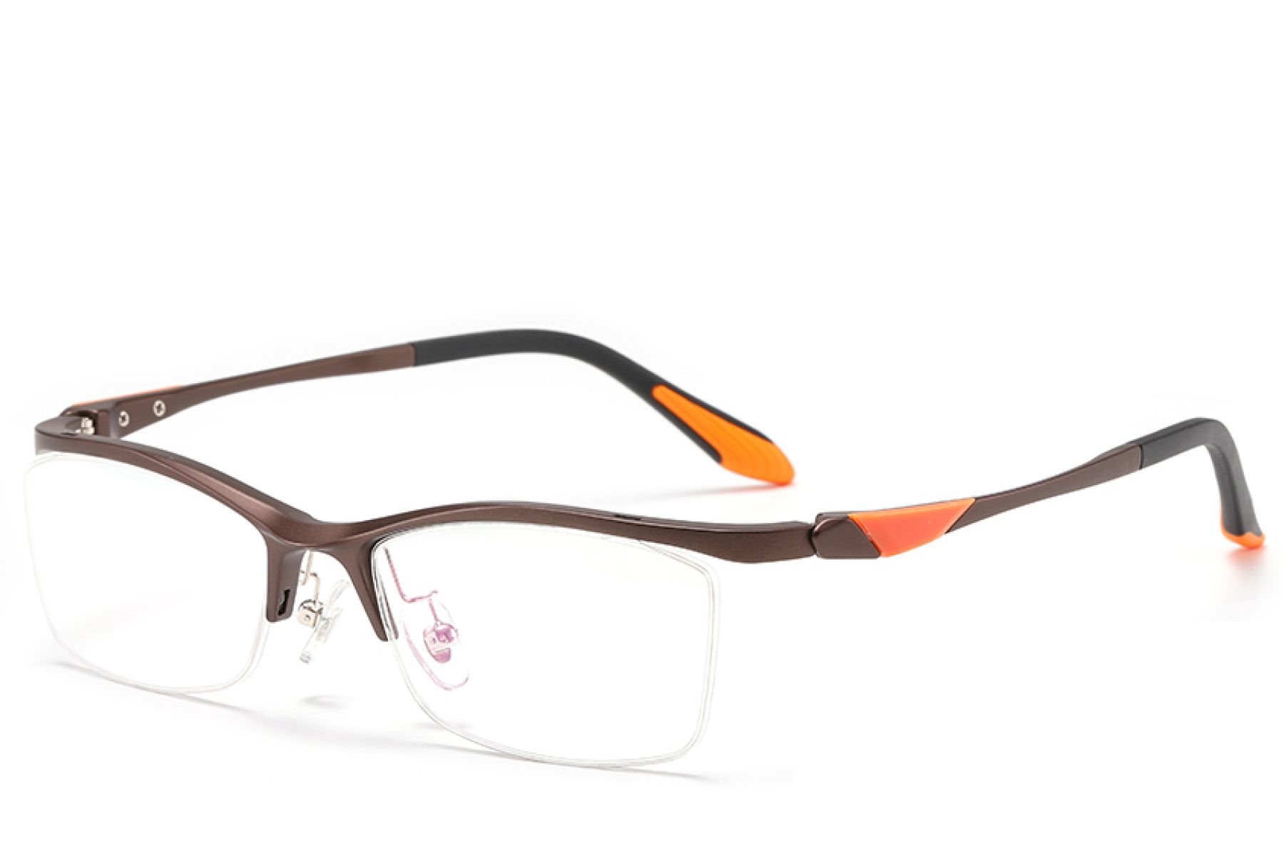 Semi-rimless Brown Ultem Glasses #BS2519-0134