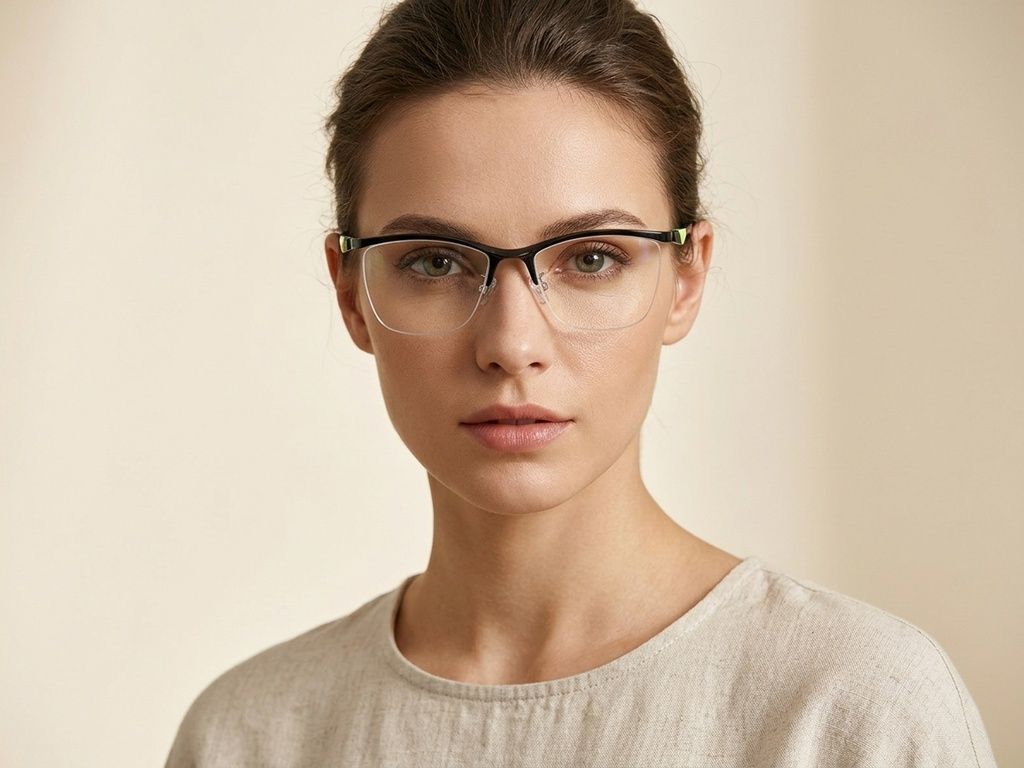 Semi-rimless Black Ultem Glasses #BS2519-0135