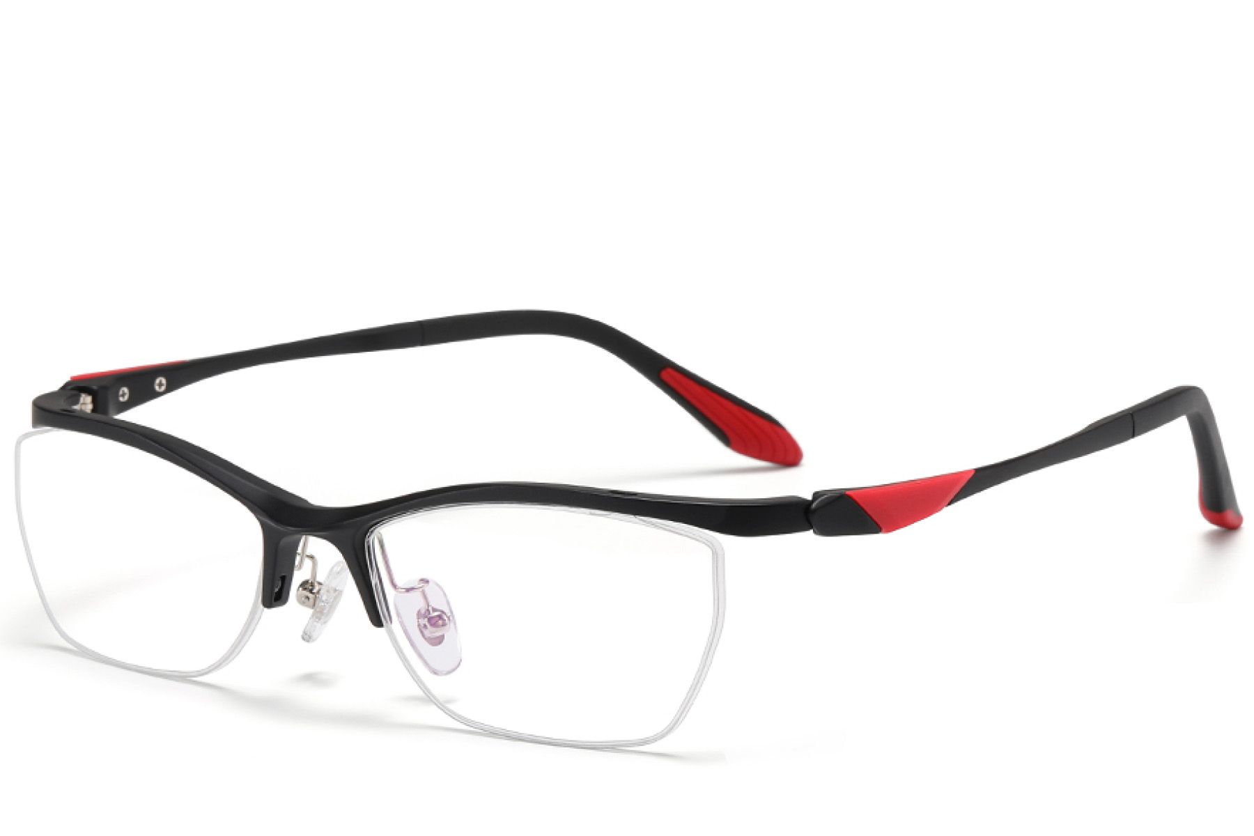 Semi-rimless Black Ultem Glasses #BS2519-0142