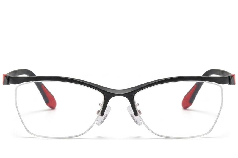 Semi-rimless Black Ultem Glasses #BS2519-0142