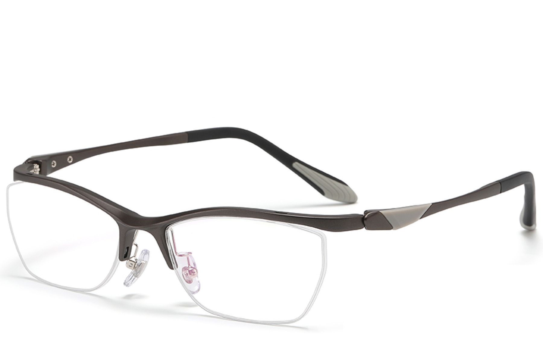 Semi-rimless Grey Ultem Glasses #BS2519-0143