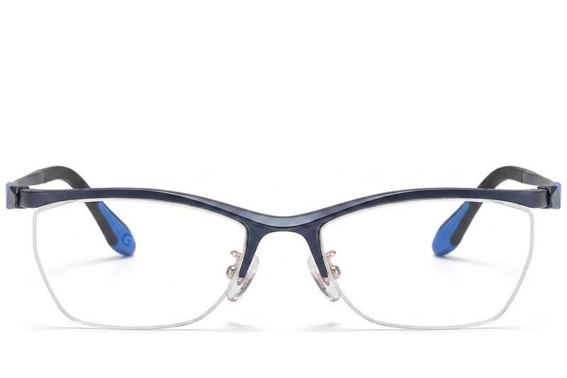 Semi-rimless Blue Ultem Glasses #BS2519-0144