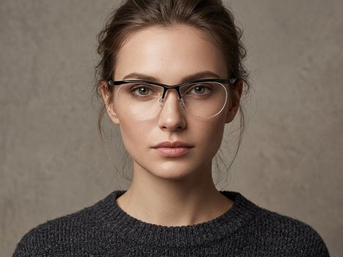 Lunettes semi-cerclées en Ultem noir #BS2519-0147