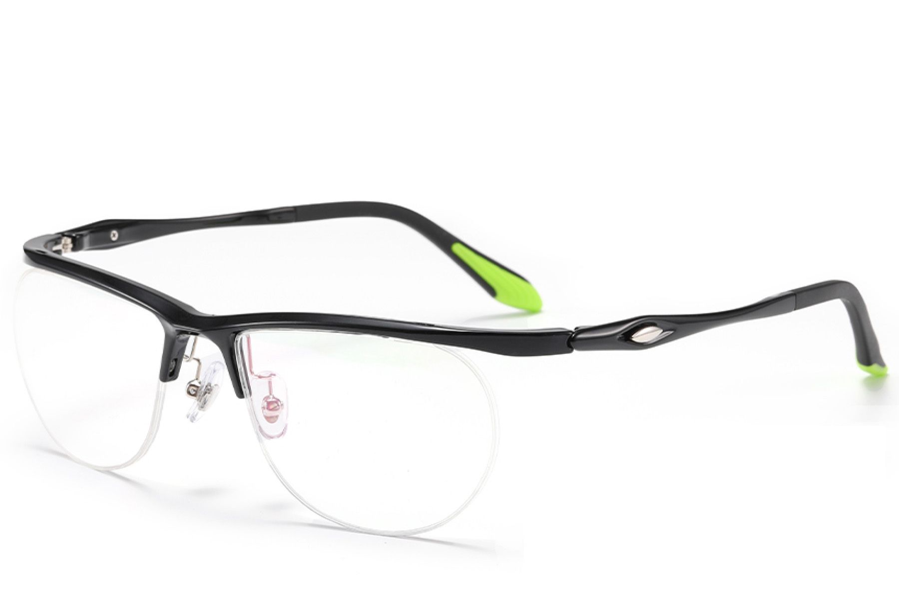 Semi-rimless Black Ultem Glasses #BS2519-0147