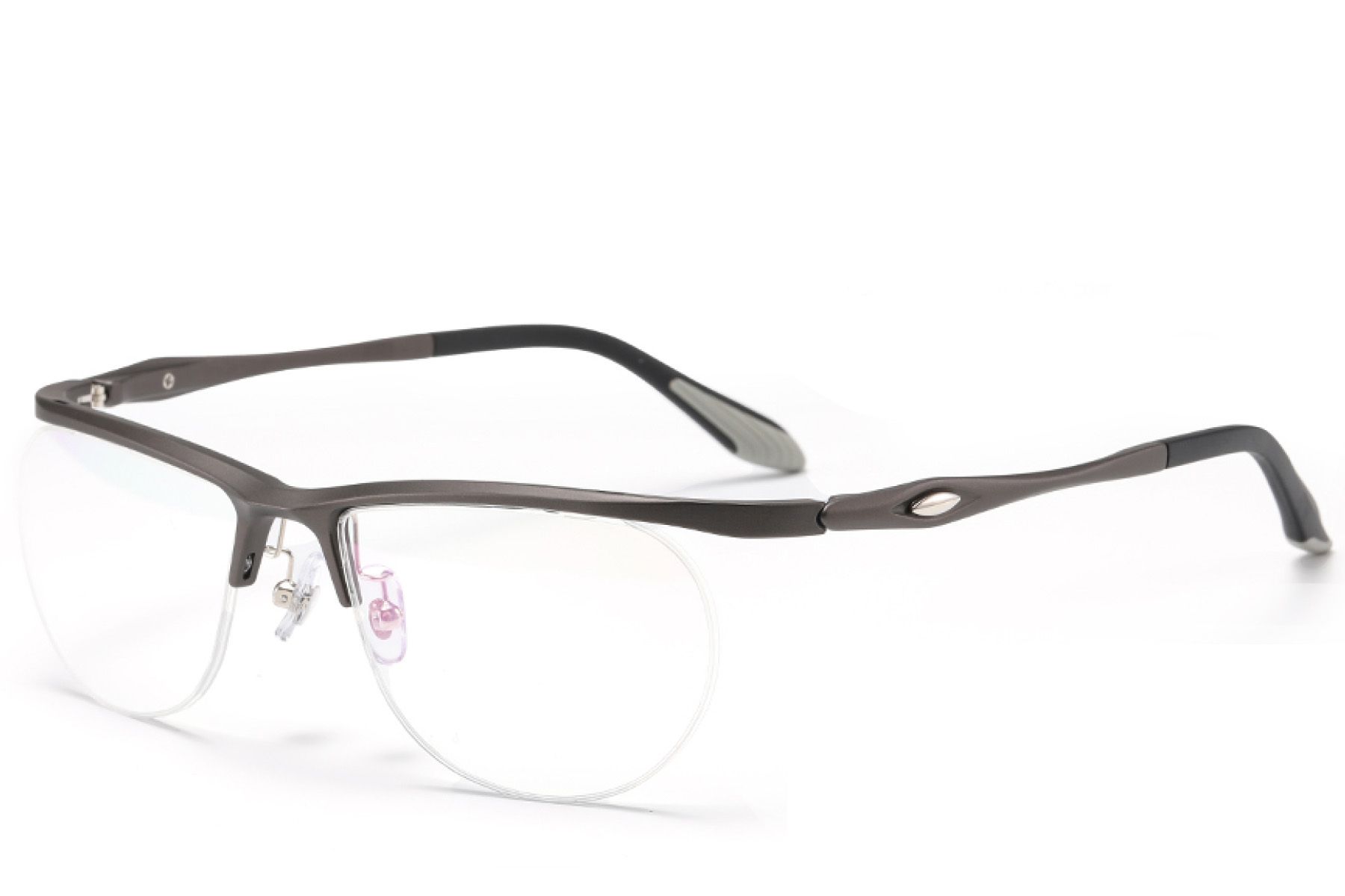 Semi-rimless Grey Ultem Glasses #BS2519-0149