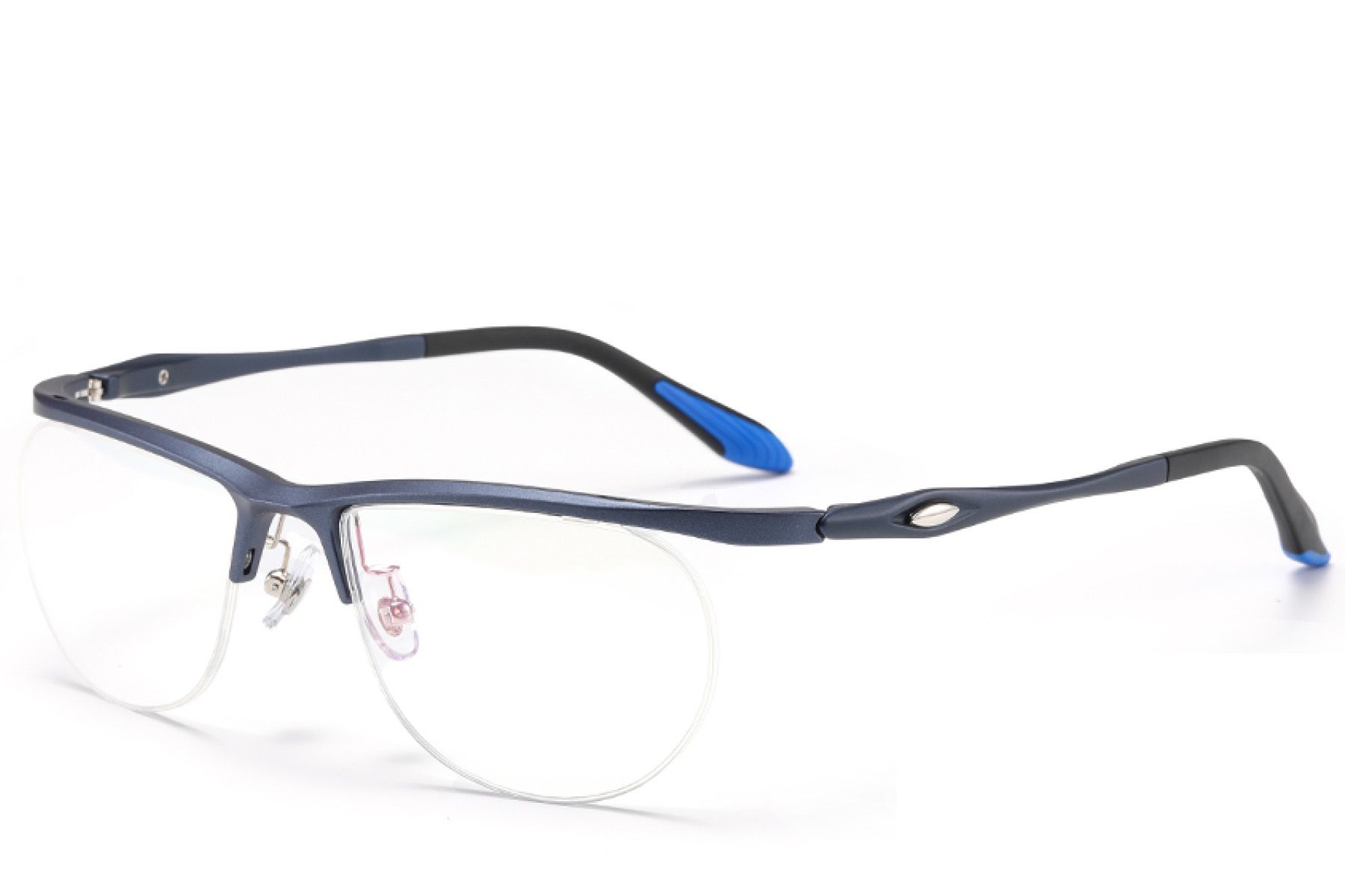 Semi-rimless Blue Ultem Glasses #BS2519-0150