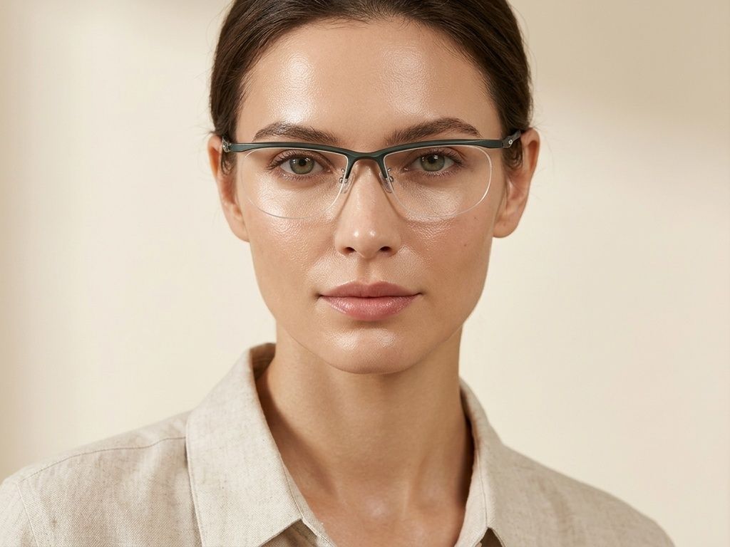 Semi-rimless Green Ultem Glasses #BS2519-0151