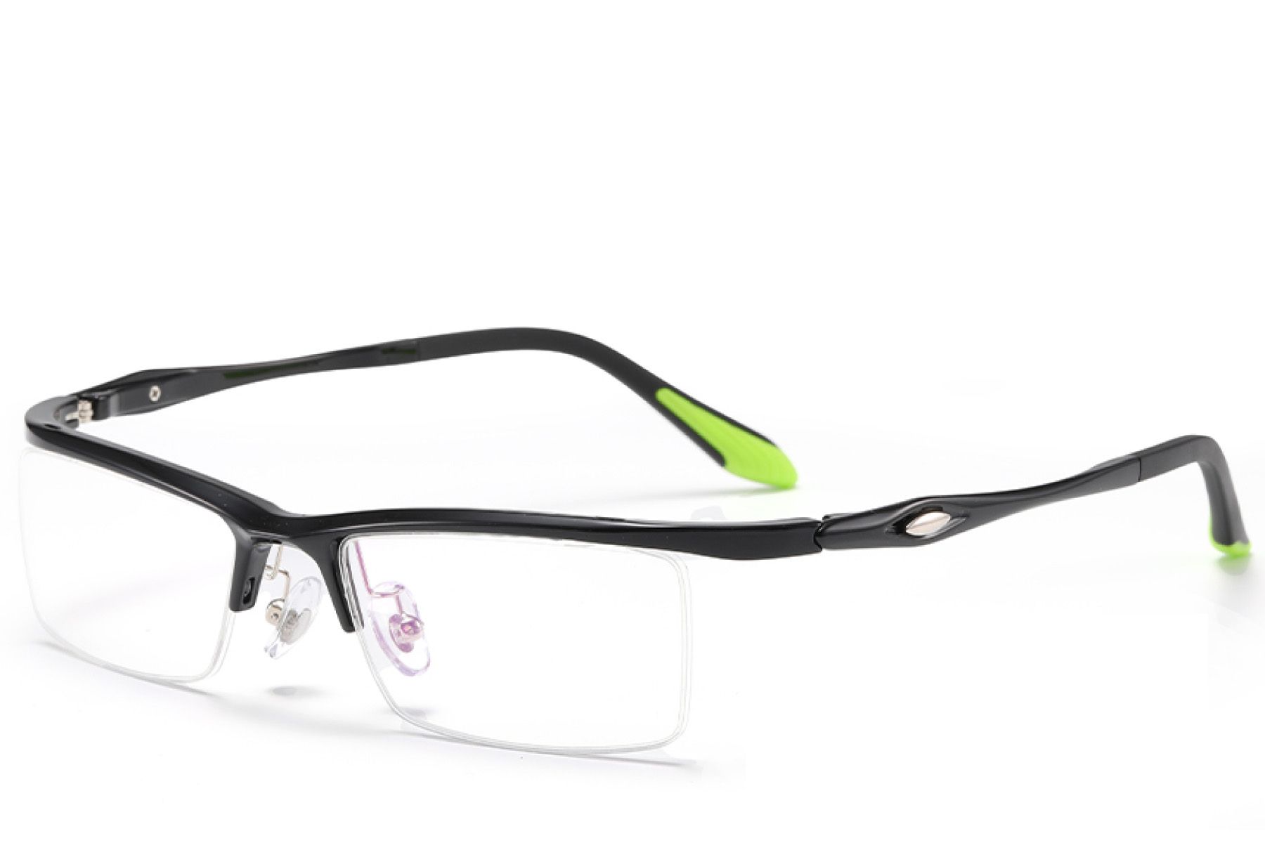 Semi-rimless Black Ultem Glasses #BS2519-0153