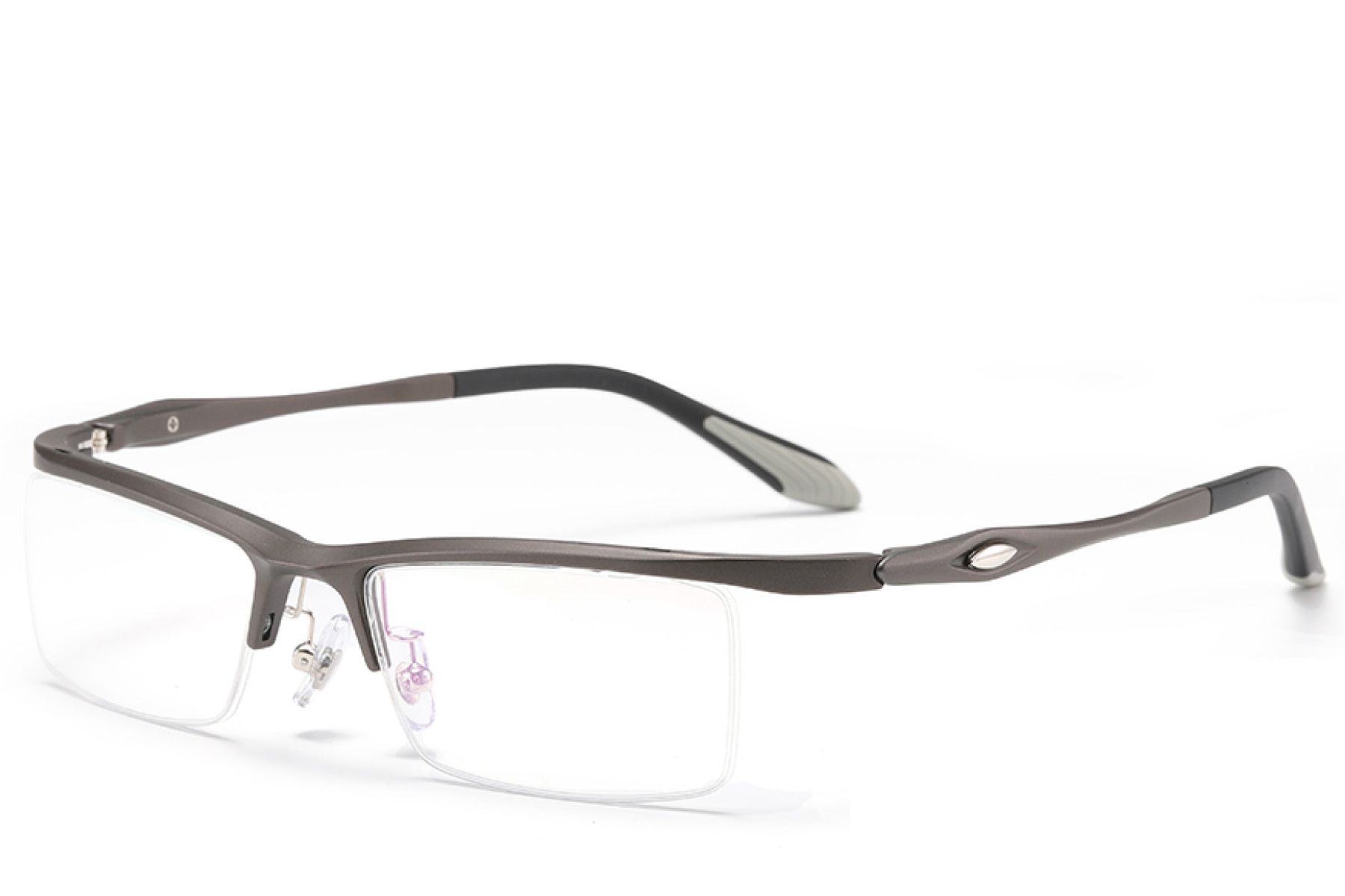 Semi-rimless Grey Ultem Glasses #BS2519-0155