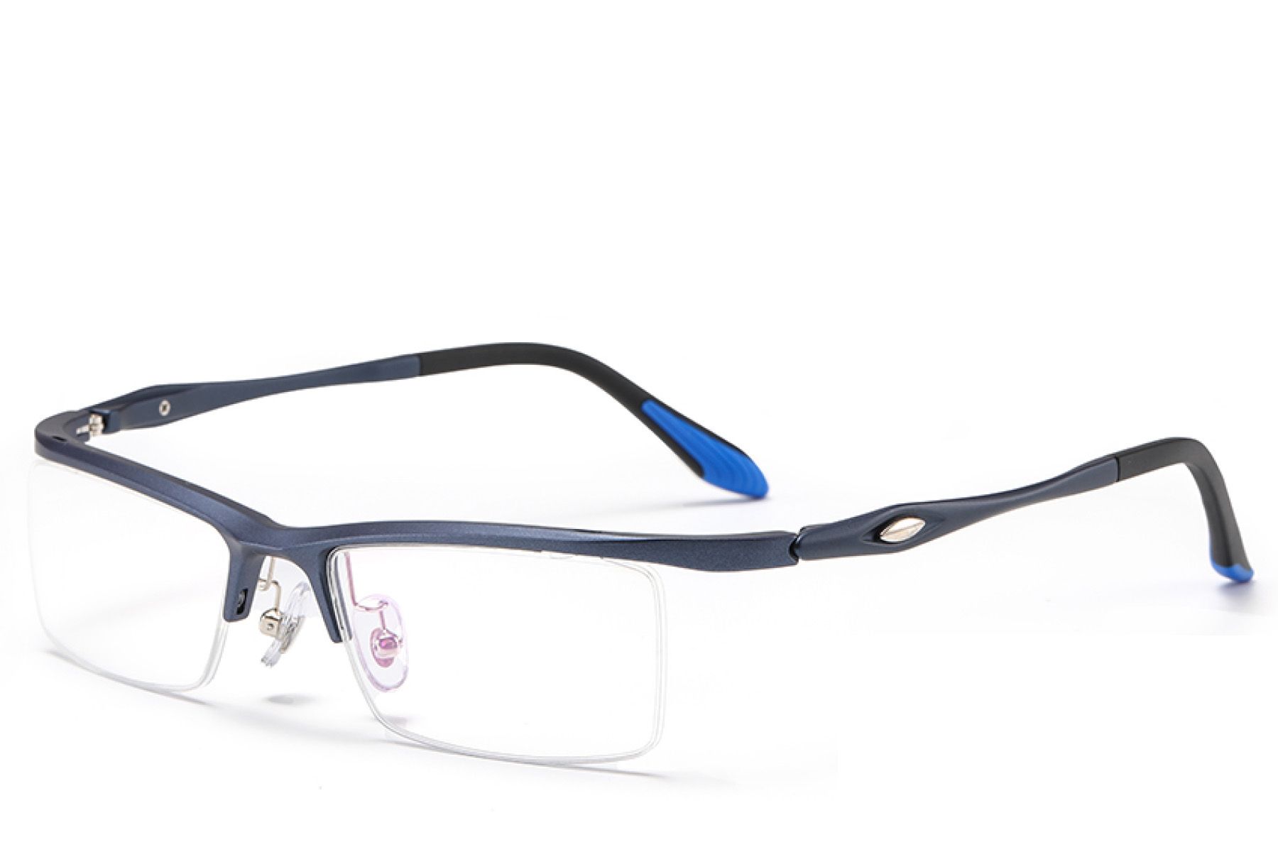 Semi-rimless Blue Ultem Glasses #BS2519-0156