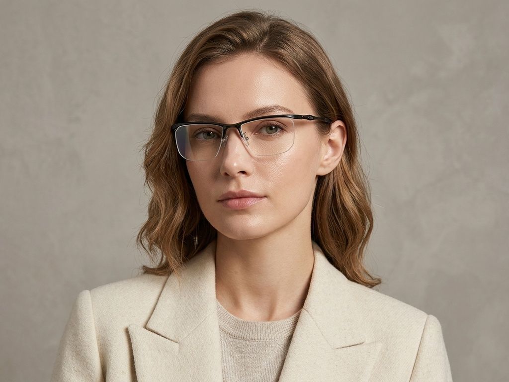 Semi-rimless Black Ultem Glasses #BS2519-0159