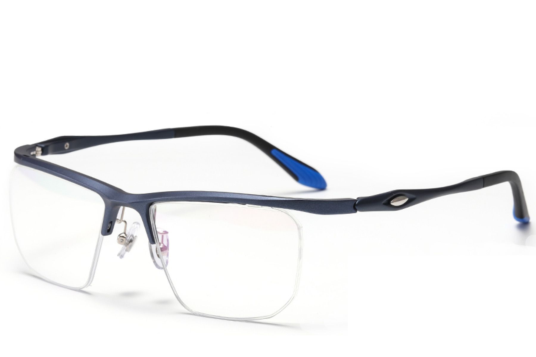 Semi-rimless Blue Ultem Glasses #BS2519-0162