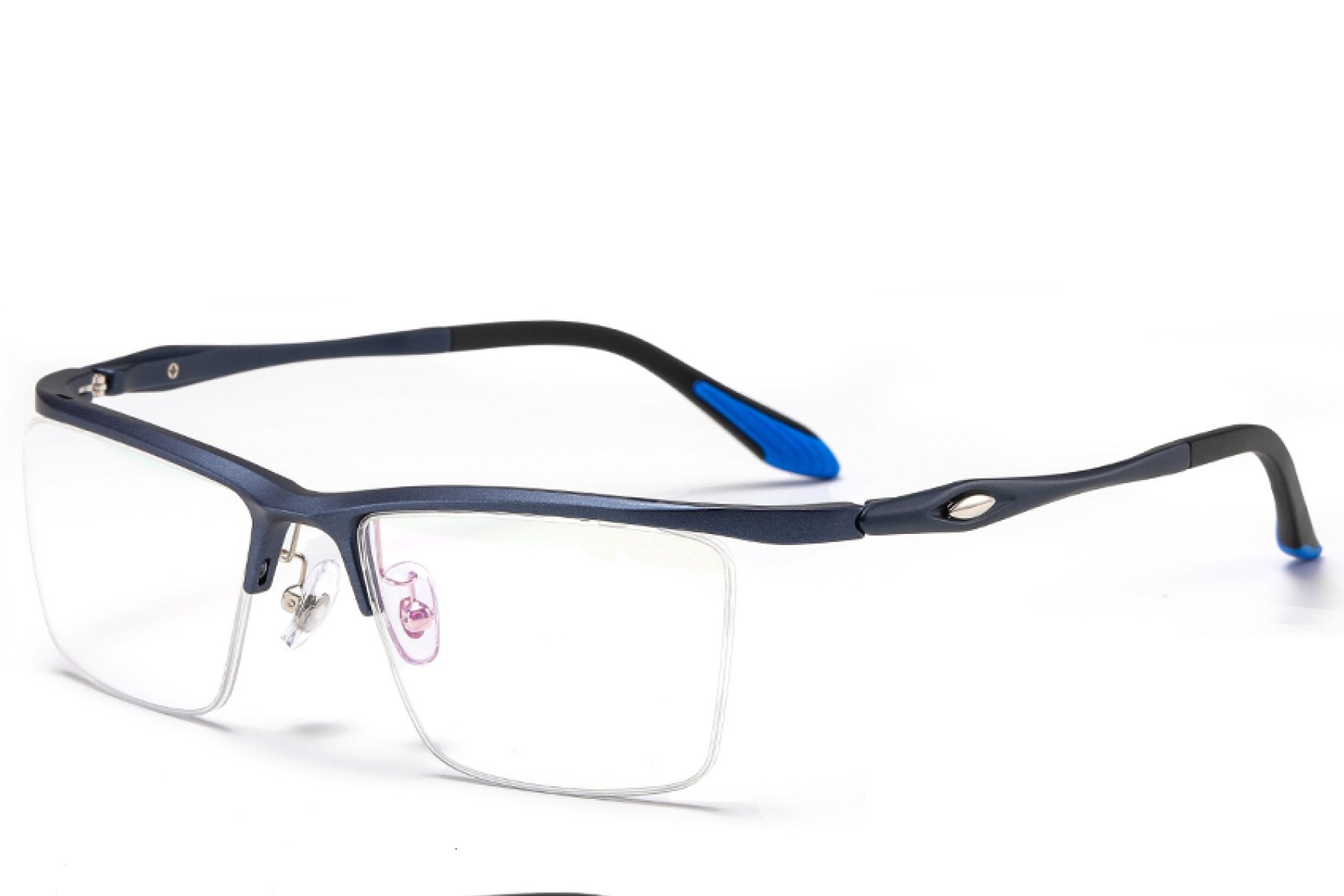 Semi-rimless Blue Ultem Glasses #BS2519-0168