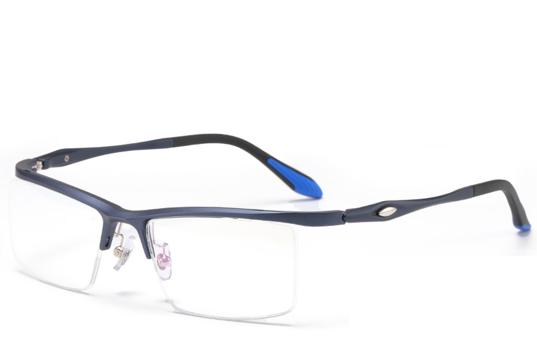 Semi-rimless Blue Ultem Glasses #BS2519-0174