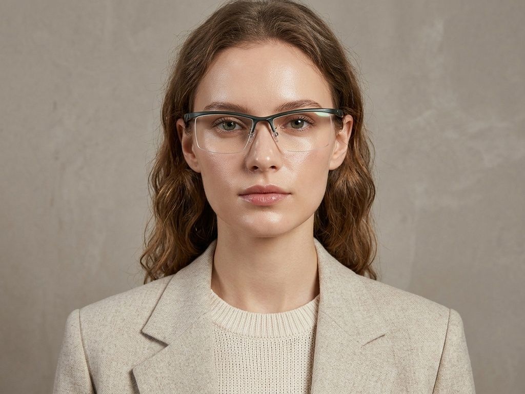 Semi-rimless Green Ultem Glasses #BS2519-0175