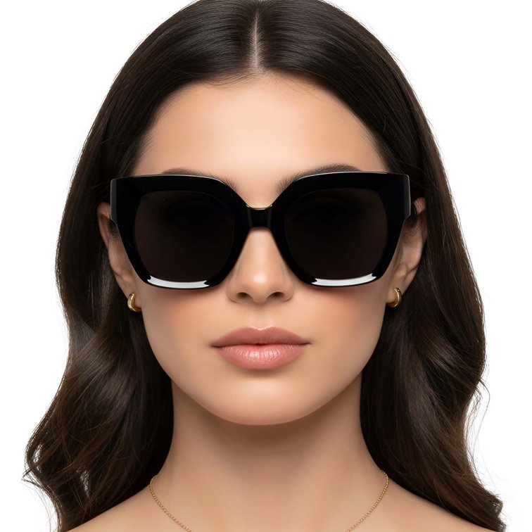 Gafas de sol de acetato negro con forma de mariposa #BS2607-0009