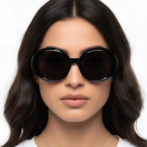 Oval Black Acetate Sunglasses #BS2607-0012