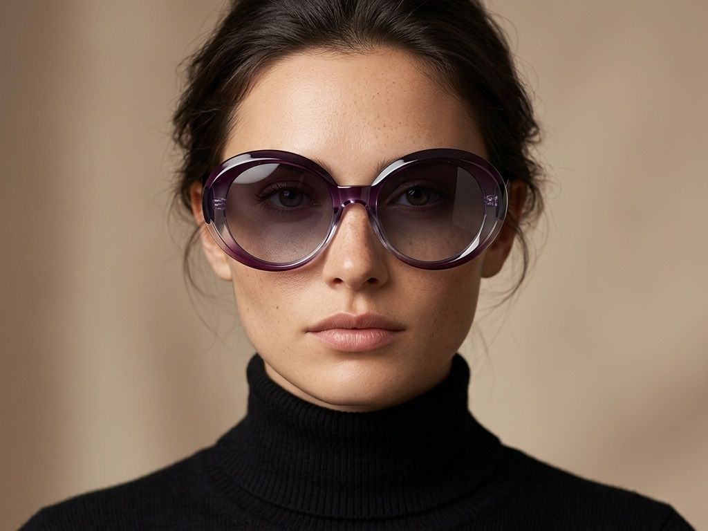 Oval Purple Acetate Sunglasses #BS2607-0013