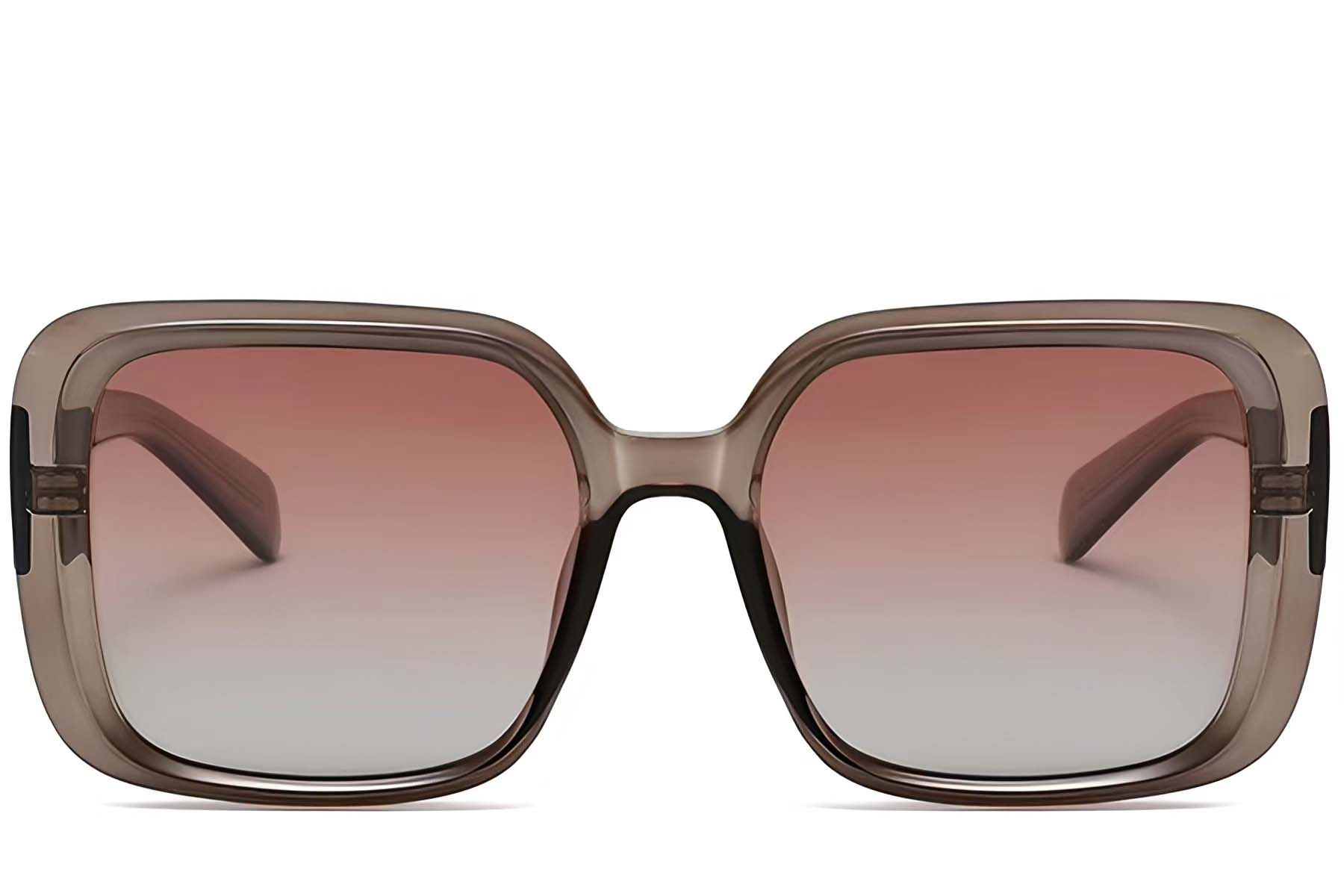 Rectangular Brown Acetate Sunglasses #BS2607-0015