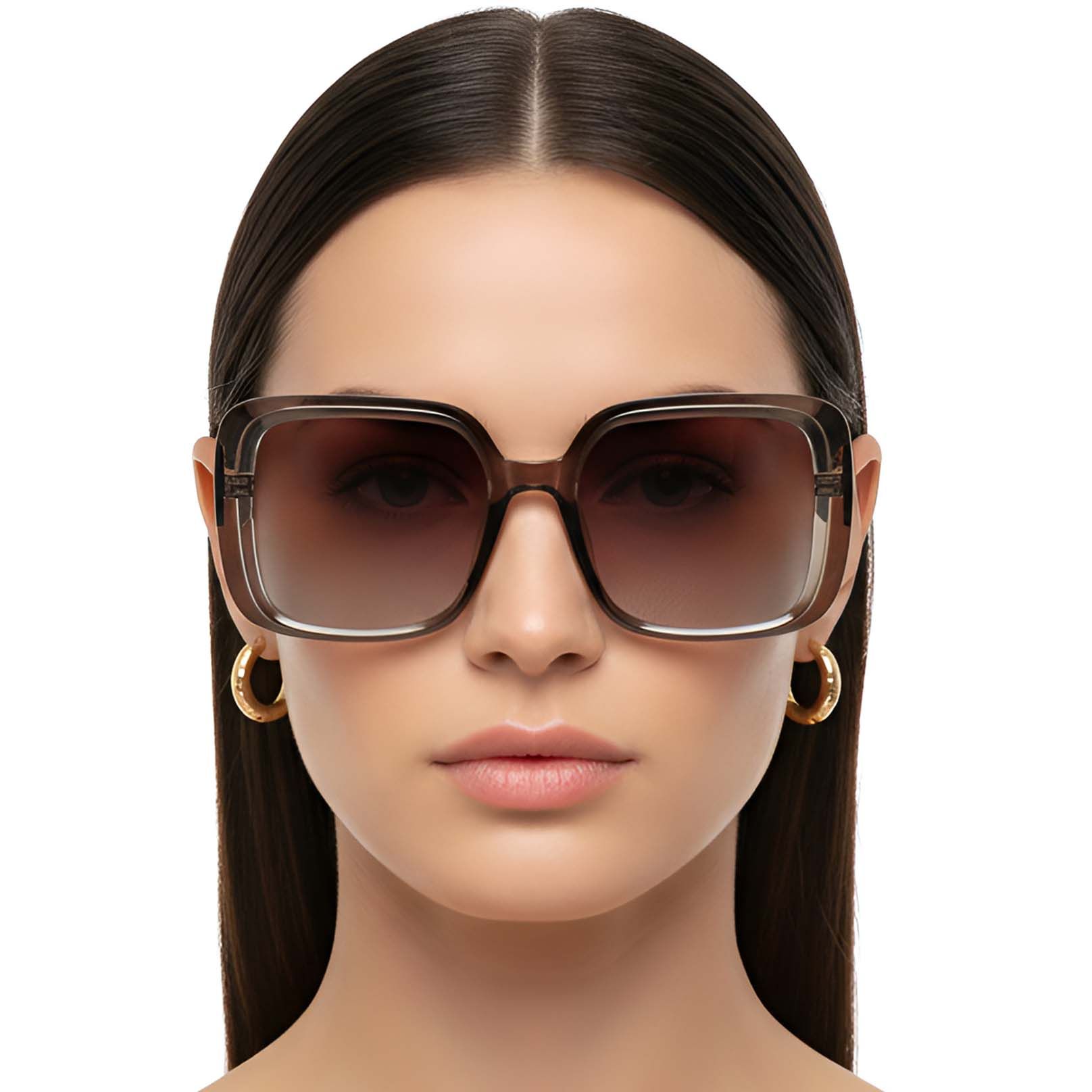 Rectangular Brown Acetate Sunglasses #BS2607-0015