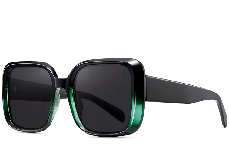 Rectangular Green Acetate Sunglasses #BS2607-0016