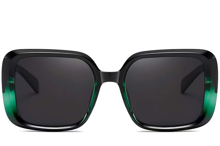 Rectangular Green Acetate Sunglasses #BS2607-0016