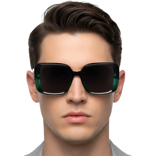 Rectangular Green Acetate Sunglasses #BS2607-0016