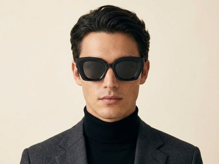 Schmetterlings-Sonnenbrille aus schwarzem Acetat #BS2607-0019