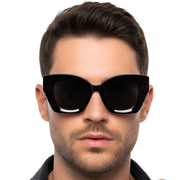 Schmetterlings-Sonnenbrille aus schwarzem Acetat #BS2607-0019