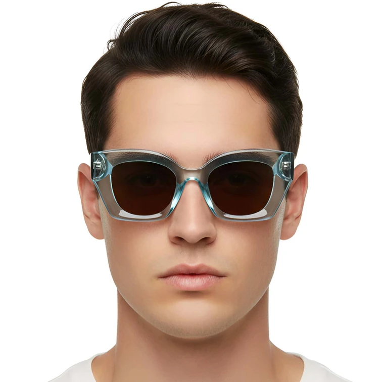 Lunettes de soleil papillon en acétate bleu #BS2607-0022