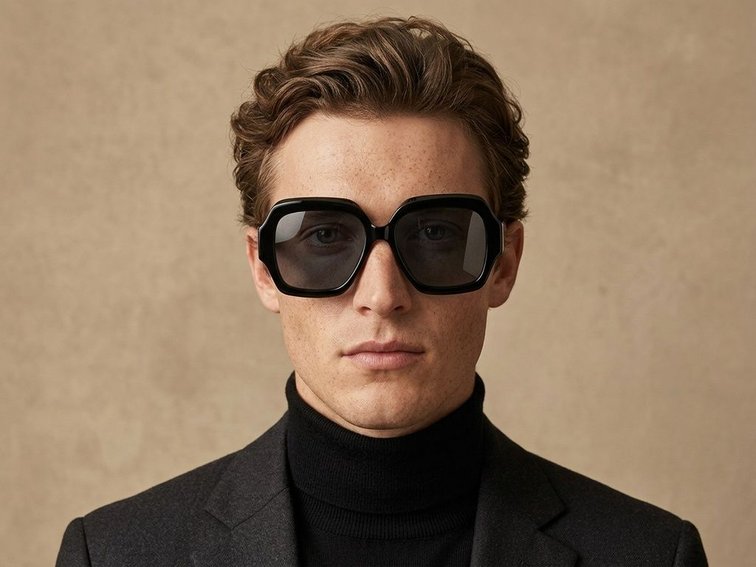 Schmetterlings-Sonnenbrille aus schwarzem Acetat #BS2607-0023