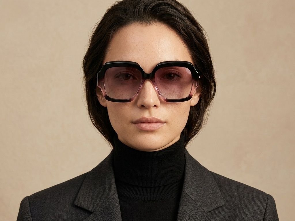 Lunettes de soleil papillon en acétate rose #BS2607-0025