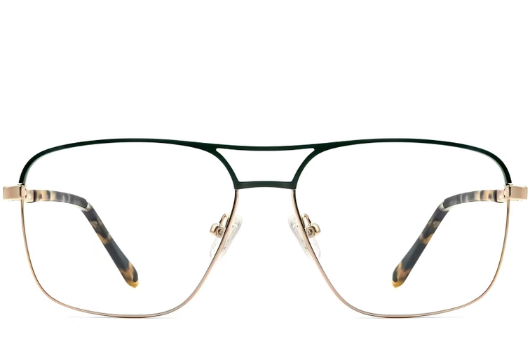 Aviator Green Metal Glasses #BS2607-0030