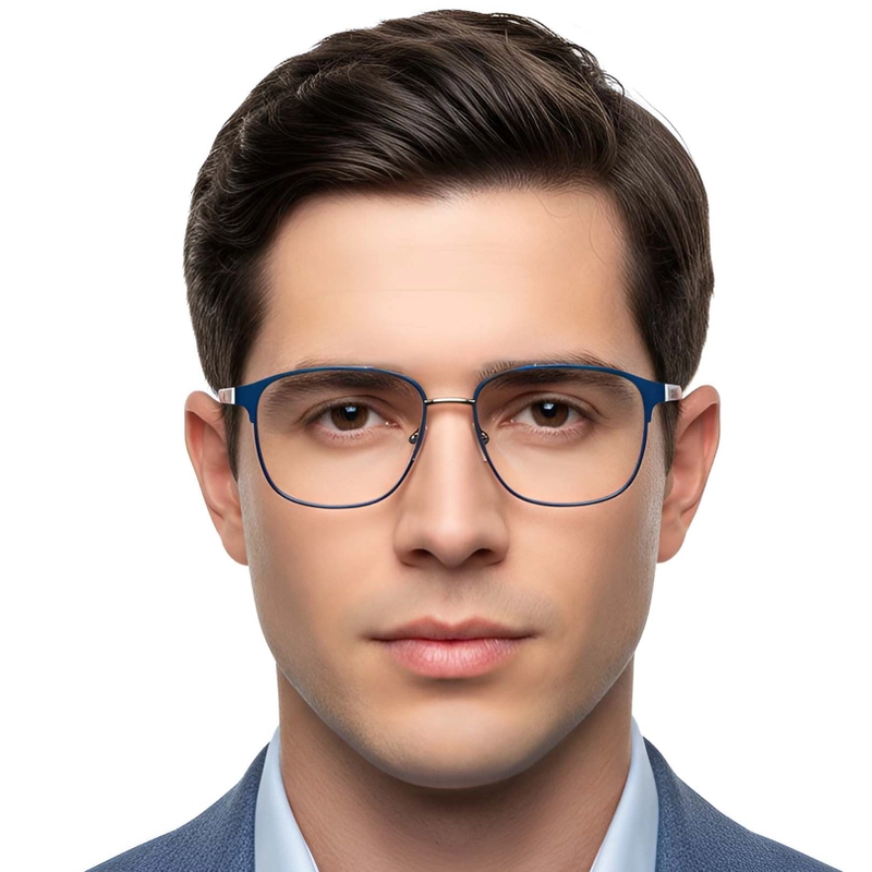 Oval Blue Metal Glasses #BS2607-0033