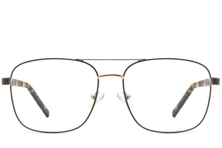 Aviator Brown Metal Glasses #BS2607-0041